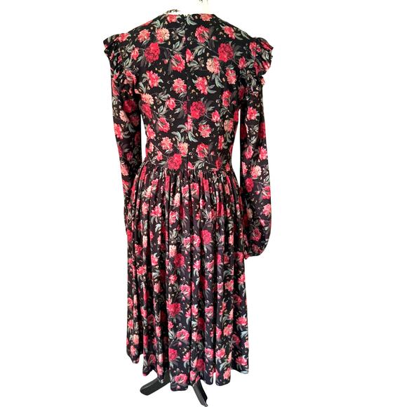 EUC $575 Alcoolique Black Floral Linda Dress IT 42 US 6 - Like new! - Picture 3 of 14